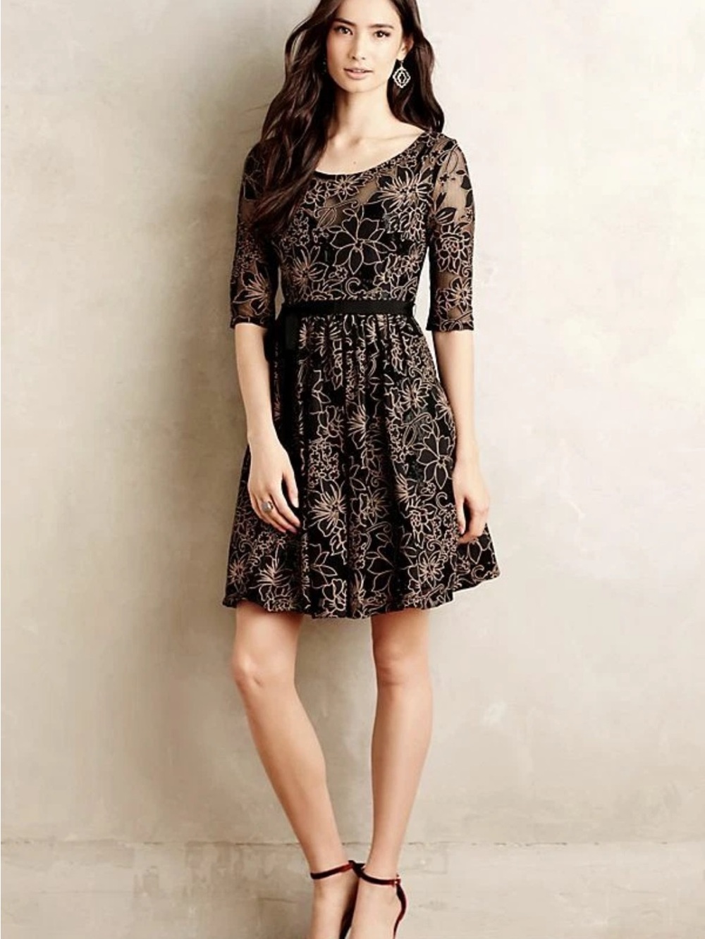 Anthropologie Plenty by Tracy Reese Blooming Burnout Lace and Sequin Dress